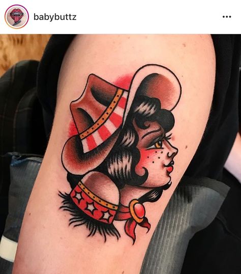 Lady Head Tattoo, Jay Tattoo, Left Arm Tattoos, Friday The 13th Tattoo, Cowgirl Tattoos, Pin Up Girl Tattoo, Drawing Women, 13 Tattoos, Head Tattoo