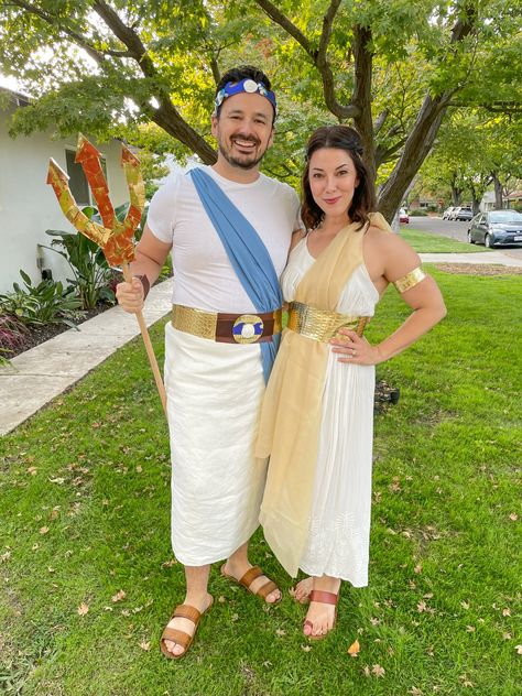 Goddess Diy Costume, Greek Goddess Diy Costume, Greek Costume Diy, Zeus Cosplay, Diy Cupid Costume, Greek Gods Costume, Cupid Costume Diy, Zeus Costume, Poseidon Costume