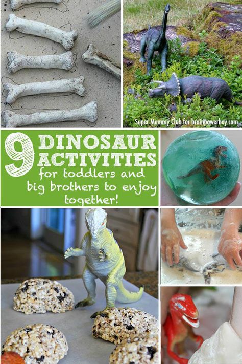 9 Dinosaur Activities for Toddlers and Their Big Brothers. Great way for kids to have fun together. Dinosaur Activities For Kids, Dinosaurs Preschool, Dinosaur Activities, Dinosaur Crafts, Unit Studies, The Good Dinosaur, Dinosaur Theme, Play Ideas, Dinosaur Kids