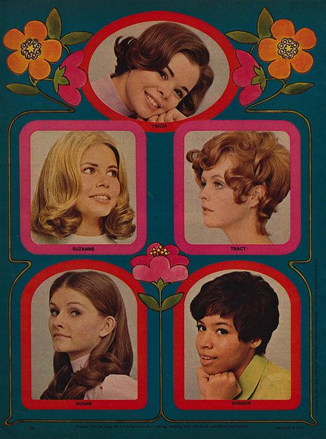 Hairstyles for 1968 by The Pie Shops, via Flickr 70s Aesthetic, Swinging Sixties, Vintage Hair, Different Hairstyles, Vintage Magazines, 60s Fashion, Paris Hilton, Vintage Beauty, The 60s