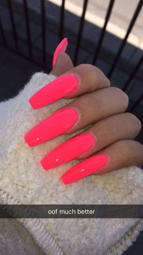 Coral Acrylic Nails, Summer Nails Neon, Bright Summer Acrylic Nails, Acrylic Nails Natural, Nails Yellow, Disney Nails, Her Nails, Shellac Nails, Summer Acrylic Nails