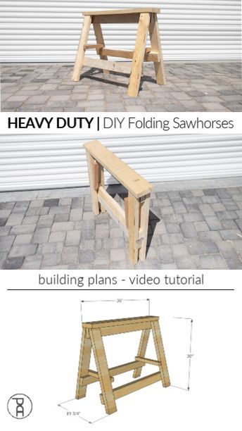 Build Sawhorse Diy, Sawhorses Diy How To Build, Folding Sawhorse Plans, Free Plans For Wood Projects, Diy Sawhorse, Sawhorse Plans, Officine In Garage, Saw Horse Diy, Folding Sawhorse