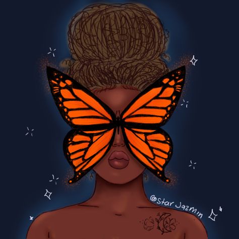 Butterfly babe🦋🦋🦋 @starjazmin . . . #art art #blackart #blackgirlmagic #digtalart #naturalhair #natural #artist #blackartist #blackgirlart  #illustrations #melanin #afroart #blackgirl #sketchbook #sketches Rose Tattoos For Women, Black And Proud, Sketchbook Sketches, Canvas Drawing, Planner Covers, Art Models, Afro Art, Sketch Ideas, Next Tattoo