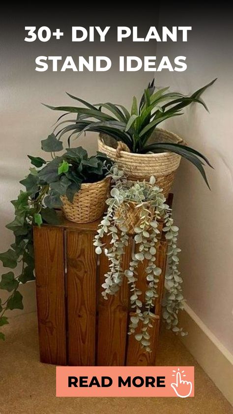 30+ DIY Plant Stand Ideas Plant Stand Display Ideas, Barnwood Plant Stand, Plant Stand Ideas Indoor Living Rooms, Plant Stool Ideas, Plant Pedestal Diy, Repurpose Plant Stand, Indoor Plant Container Ideas, Diy Plant Stool, How To Organize Plants Indoors