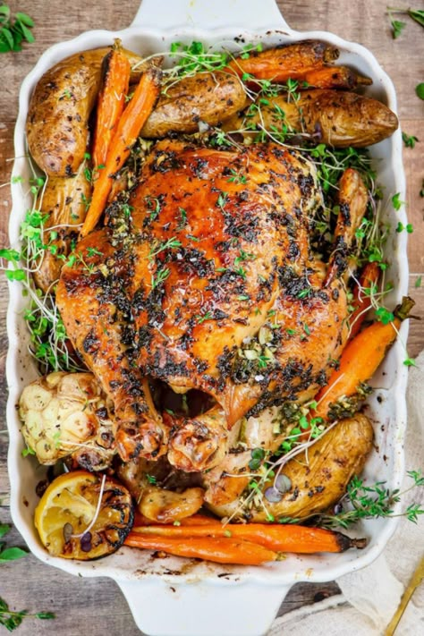 Butter Roasted Chicken, Herb Crusted Chicken, Dinner List, Paleo Entrees, Roasted Vegetables With Chicken, Garlic Herb Chicken, Crockpot Turkey, Garlic Herb Butter, Herb Roasted Chicken