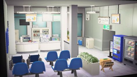 Hospital Acnh Happy Home Paradise, Acnh Hospital Ideas Hhp, Acnh Hospital Exam Room Ideas, Acnh Medical Clinic, Paradise Planning Hospital Acnh, Hhp Hospital Acnh, Acnh Hospital Design, Acnh Doctor Office, Hospital Happy Home Paradise