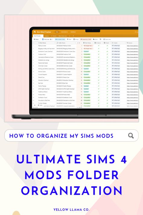 Keeping your Sims 4 mods folder organized is actually really easy - you just need the right tools! Discover the best system to keep your mods folder organized and up-to-date. Read on and take control of your Sims 4 mods folder once and for all! 🌟🔧 #Sims4Modding #FolderOrganization #Sims4Mods #YellowLlamaCo #Sims4CC Sims 4 Mods Folder Organization, Sims 4 Cc Organizer, Sims 4 Mods Folder, Sims 4 Folder, Sims Download, Folder Templates, Folder Organization, Sims 4 Cc Folder, New Mods