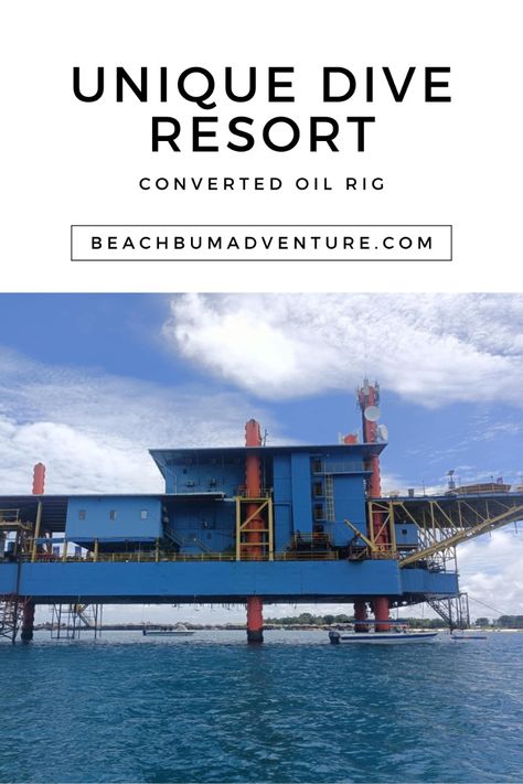 The converted dive rig in Sabah, Borneo to dive Sipadan - most unique dive resort ever! Dive Resort, Southeast Asia Travel, Add Friends, Oil Rig, Me First, Beach Bum, Group Boards, Asia Travel, Scuba Diving