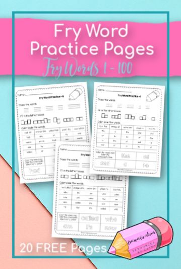 These Fry Word Practice Pages provide writing and reading practice for words 1 through 100. Free sight word practice from www.freewordwork.com. Fry Words Activities, Spelling Word Activities, All About Spelling, Sight Word Spelling, Word Program, Fry Words, Fry Sight Words, Word Boxes, Spelling Practice