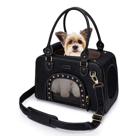 PetsHome Pet Carrier Purse, Dog Carrier Purse, Foldable Waterproof Premium Leather Pet Travel Bag Carrier with Shoulder Strap for Cat and Small Dog Home & Outdoor Small Black Pet Carrier Purse, Dog Carrier Purse, Pet Travel Bag, Dog Purse, Dog Home, Pet Bag, Pet Leash, Portable Bag, Leather Travel Bag