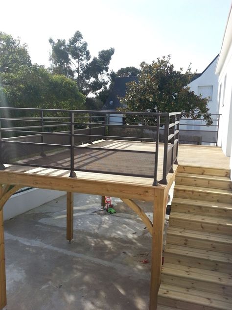 Carport Deck On Top, Carport With Deck On Top, Patio Deck Designs, Wooden Deck, Carport Designs, House Deck, Decks Backyard, Terrace Design, Porch Design