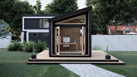 SELA (120 sq.ft) | Cerca Sheds 120 Sq Ft Shed, Insulating A Shed, Prefabricated Home, Prefab Sheds, Prefabricated Homes, Interior Cladding, Studio Shed, Modern Shed, Small Cottages