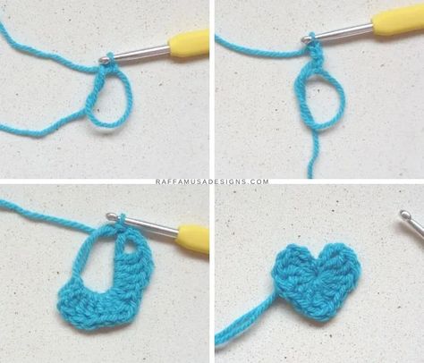 How to Crochet a Quick & Easy Small Heart Applique • Free Pattern How To Understand Crochet Patterns, Woobles Crochet Pattern Free, Free Crochet Heart Pattern, Crochet Appliques Free Pattern, Crochet Hearts Pattern Free, Crochet Heart Pattern Free, Bookmark Design Ideas, Crochet Heart Patterns, Crochet Flower Bookmark