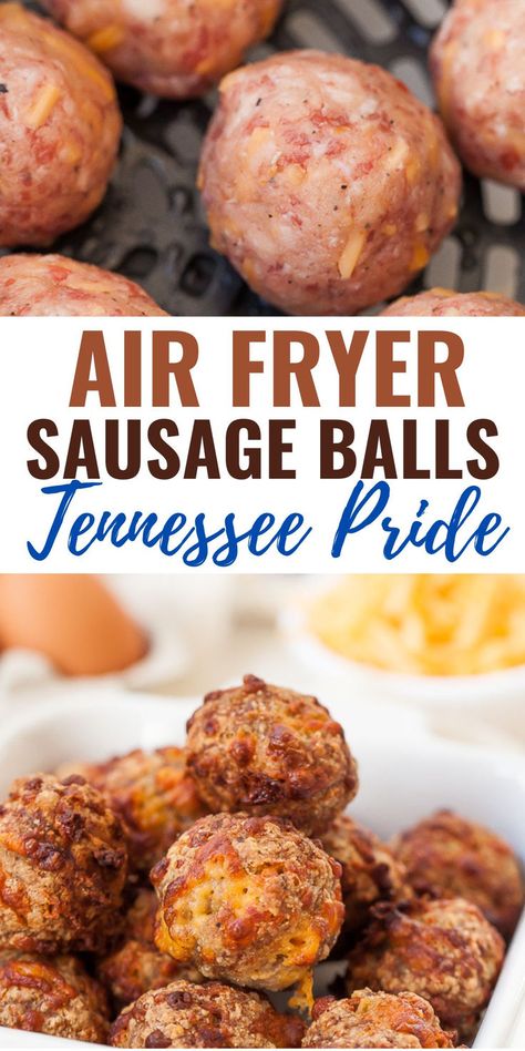 cooked sausage balls in a white dish with cheese and egg in the background Air Fryer Frozen Sausage, Air Fryer Recipes Snacks, Frozen Snack, Sausage Balls, Air Fryer Recipes Chicken, Cold Appetizers, Healthy Meals To Cook, Fun Easy Recipes, Ninja Foodi