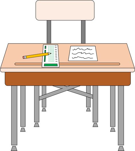 Clipart - Empty seat for standardized test School Things Drawing, Desk Drawing, Bench Drawing, Bubble Sheet, Office Desk Designs, Episode Interactive Backgrounds, Gacha Props, Drawing Accessories, Desk And Chair