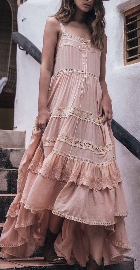 Mode Hippie, Estilo Hippie, Mode Boho, Princess Dresses, Vestidos Vintage, Boho Casual, Looks Style, Hippie Style, Trendy Dresses