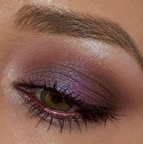 Purple Brown Makeup Looks, Aubergine Eye Makeup, Brown Eye Purple Eyeshadow, Prom Makeup For Dark Purple Dress, Makeup For A Plum Dress, Purple And Brown Makeup Looks, Eggplant Eyeshadow Looks, Deep Purple Eye Makeup, Hooded Eye Fairy Makeup