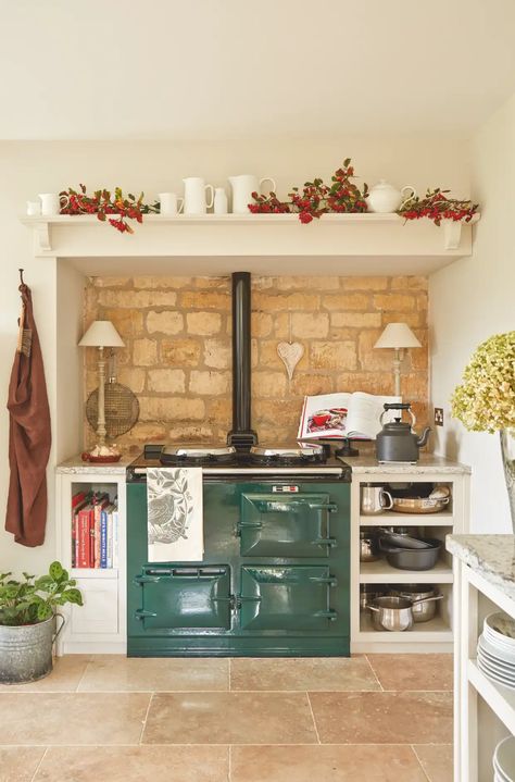 Aga Surround, Green Aga, Aga Kitchen, Wren Kitchen, Bakers Kitchen, Sam Wilson, Sustainable Kitchen, Shaker Kitchen, Kitchen Units