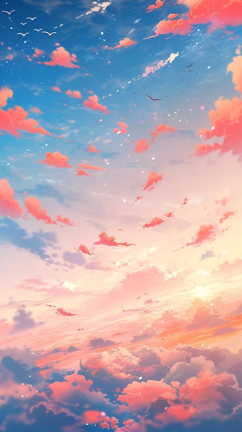 Anime Staring At The Sky, Subtle Anime Wallpaper, Anime Sky Wallpaper, Anime Mobile Wallpaper, Anime Clouds, Elsa Art, Sky Ceiling, Airplane Wallpaper, Sky Anime