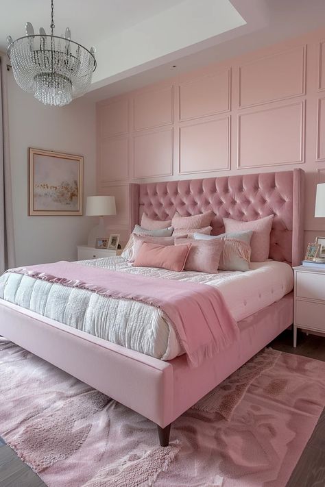 70 Modern Pink Bedroom Design and Decor Ideas for Home Owners – CreativeBooster Adult Pink Bedroom, Preppy Pink Room, Modern Pink Bedroom, Furniture Color Schemes, Pink Bedroom Design, Dreamy Night, Dream Closet Design, Pink Bedroom Decor, Bedroom Deco