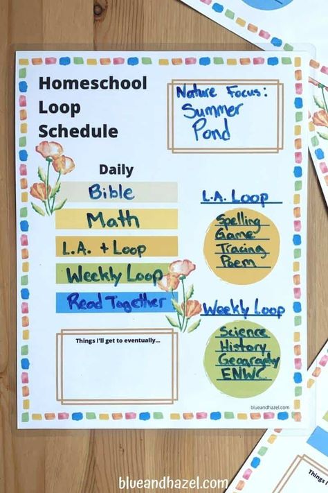 Loop Schedule Printable, Loop Schedule, How To Create A Homeschool Schedule, Homeschool Year Round Schedule, Rotating Homeschool Schedule, Homeschool Loop Schedule Free Printable, Loop Schedule Homeschool, Homeschool Loop Schedule, Homeschool Schedule Printable