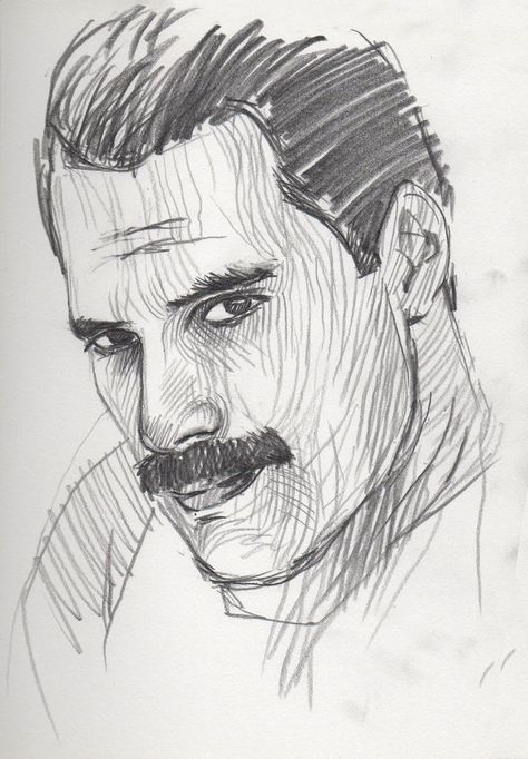 Freddie Mercury Artwork, Freddy Mercury Drawings, Freddie Mercury Sketch, Face Portrait Drawing Sketches, Queen Art Drawing, Freddie Mercury Drawing, Freddie Mercury Portrait, Queen Sketch, Queen Drawing