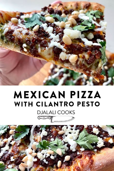 Pizza Flavors Ideas, Pizza Fusion, Cuban Pizza, Pizza Oven Recipes, Cilantro Pesto, Mexican Chorizo, Mexican Pizza, Pizza Calzones, Pesto Pizza