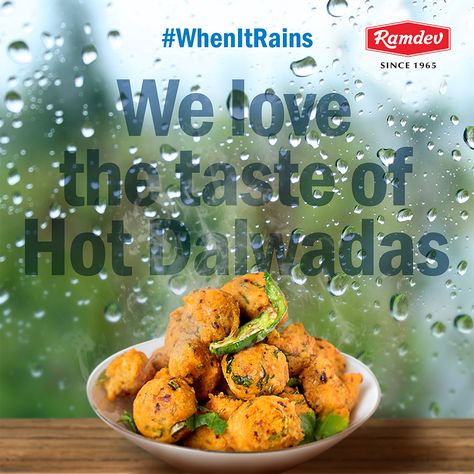 We love the taste of Hot Dalwadas, when the clouds above go dark and the days becomes a little cold? What do you love #WhenItRains?    #Ramdev #Monsoons #Rains #Food Monsoon Food, Rainy Day Recipes, Furniture Graphic, Beach Photo Inspiration, Christmas Advertising, Story Post, Food Ads, Beach Photo, Instagram Food