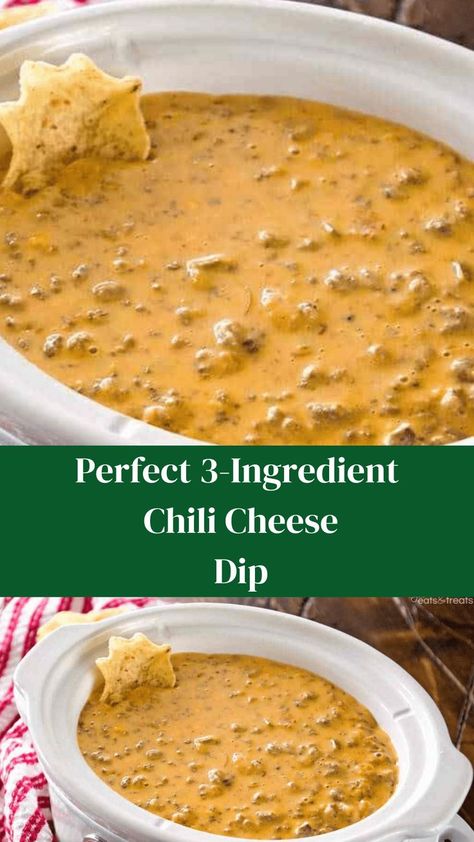 Perfect 3-Ingredient Chili Cheese Dip Chili Cheese Dip Velveeta, Velvets Cheese Dip, Velveeta Chili Cheese Dip, Chilli Cheese Dip, Hormel Chili Cheese Dip, Chili Bean Dip, Chili Cheese Dip Crockpot, Chili Con Queso Dip, Chili Queso Dip