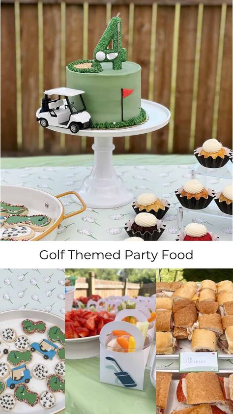 He's FORE! A Golf Themed Birthday Party - traditionallycozy.com Golf Party Themed Food, Toddler Golf Birthday Party, Golf Party Food Ideas, Golf Themed Food, Golf Themed First Birthday Party, Golf Theme Birthday, Golf Cupcakes, Golf Party Foods, Theme Snack