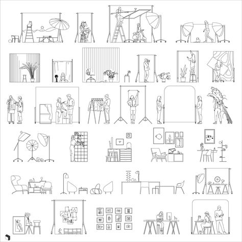 Cad Photography Studio - Toffu Co Autocad Template, Resume Icons, Vector Illustration Character, Architectural Presentation, Silhouette People, Studios Architecture, Architecture Collage, Common People, Fashion Design Portfolio