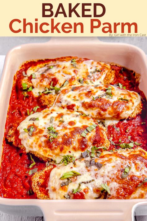 Chicken Thigh Parmesan Recipe, Chicken Parmesan Recipe Oven, Chicken Parmesan Recipe Healthy, Chicken Parm Recipe, Baked Chicken Parmesan Recipe, Chicken Parmigiana Recipe, Baked Chicken Parm, Chicken Parm Recipes, Easy Healthy Chicken