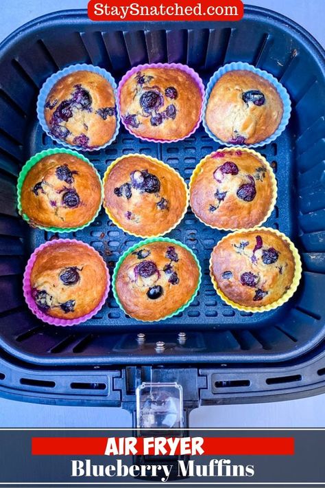 Air Fry Banana, Air Fryer Blueberry, Low Carb Blueberry Muffins, Air Fryer Recipes Dessert, Silicone Muffin Cups, Silicone Baking Cups, Berry Muffins, Air Fried Food, Air Fry Recipes