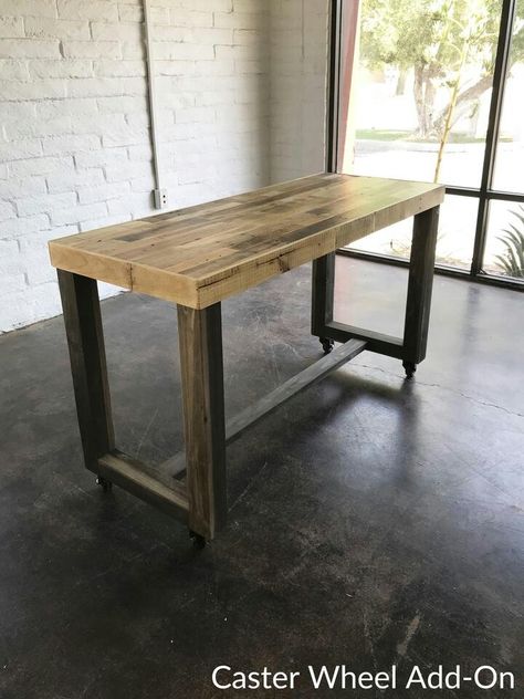 Rustic Outdoor Spaces, Narrow Kitchen Island, Kitchen Bar Counter, Porch Bar, Reclaimed Wood Bars, Table Diy, Rolling Table, Window Bars, Kitchen Island Bench