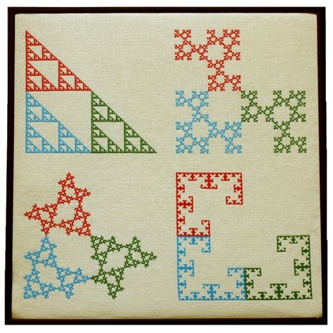 Fractals in cross stitch by Larry Riddle | Bridges Math Art Galleries Math Cross Stitch Patterns, Math Cross Stitch, Math Embroidery, Bridges Math, Cells Project, Cross Stitch Beginner, Stitch Witchery, Pearl Embroidery, Needle Crafts