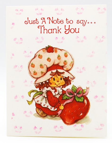 Vintage Strawberry Shortcake Thank You Cards - VINTAGE SHORTCAKE EPHEMERA Strawberry Shortcake, Strawberries, Pink