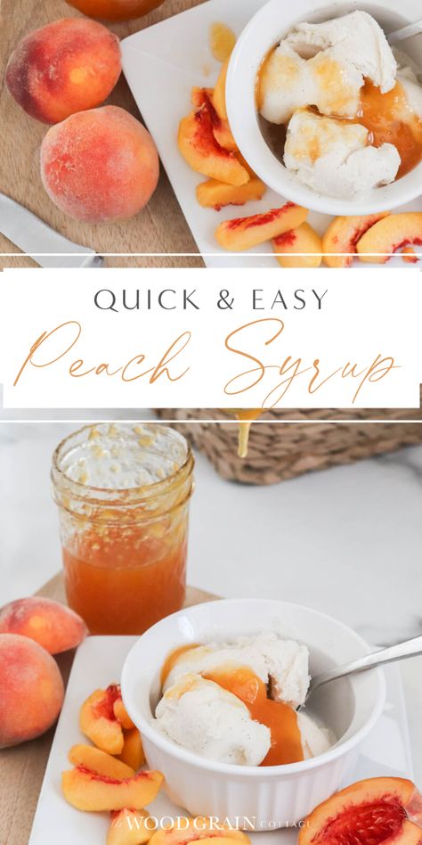 Canned Peach Syrup - The Wood Grain Cottage Canning Nectarines, Cream Pancakes, How To Peel Peaches, Peach Dessert, Canning Peaches, Peach Jelly, Diy Dessert, Canned Pears, Peach Preserves