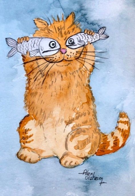 Funny Watercolor Paintings, Unique Watercolor Paintings Ideas, Funny Watercolor, Diy Watercolor Painting, Watercolour Inspiration, Amazing Art Painting, Watercolor Inspiration, Art Inspiration Painting, Diy Art Painting