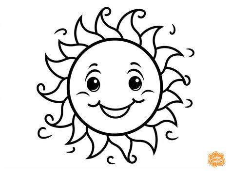 illustration of Sun drawing to color, simple for children Sun Worksheets For Kids, Sunshine Coloring Pages, Sun And Moon Coloring, Drawing To Color, Cute Sun Clipart, Sun Clipart Black And White, Sun Coloring Pages, Sun Drawing, Sunny Vibes