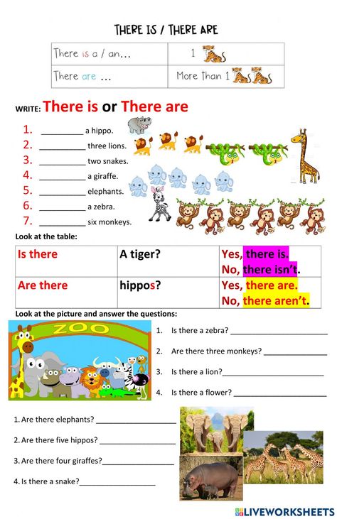 There Is Or There Are Worksheet, Is There Are There Worksheet, There Is There Are Worksheet, Classroom Bulletin Boards Elementary, English Grammar Exercises, English Learning Books, Grammar For Kids, English Teaching Materials, Grammar Exercises