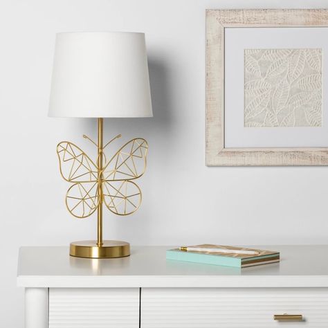 Spa Inspired Bathrooms, Kids Table Lamp, Table Lamp Gold, Butterfly Lamp, Restful Bedrooms, Wire Table, Disney Room Decor, Butterfly Room, Girl Desk