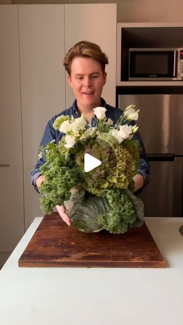 Loui Burke on Instagram: "Easter Cabbage Bouquet 🥬 🐰  For those looking to elevate their Easter decor. #easterdecor #easter2024" Cabbage Bouquet, Cabbage Flowers, Festive Decor, Easter Decor, Flower Wreath, Festival Decorations, Wreath, Easter, Festival