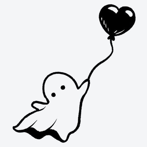 Cute Ghost Drawings Simple, Weird Doodles Easy, Cartoon Ghost Tattoo, Simple Ghost Drawing, Doodles Ghost, Mini Ghost Tattoo, Ghost Doodles, Ghost Doodle, Doodle Doodle