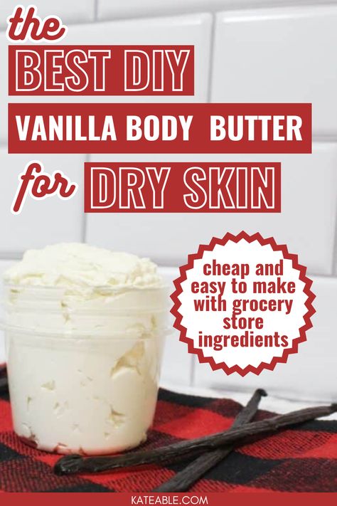 Learn how to make your own DIY vanilla body butter. This is such an easy recipe and it smells incredible; you won't want store bought body butter ever again! Diy Organic Body Butter, Body Care Diy Products, Diy Vanilla Body Butter, Winter Body Butter Diy, Easy Whipped Body Butter Diy, Diy Creams And Lotions, How To Make Homemade Body Butter, Diy Shea Butter Body Butter, Shea Butter Body Butter Recipe