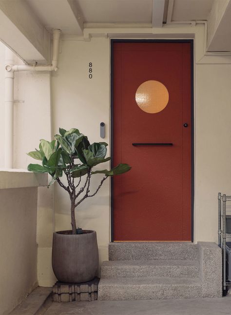 The future flat is an adaptive home | Lookbox Living Apartment Corridor Design Entryway, Kitchen With Garage Door Entry, Flat Interior Doors, Apartment Door Entrance, Apartment Entry Door, Apartment Entrance Design, Foyer Door, Hdb Door, Front Door Colours