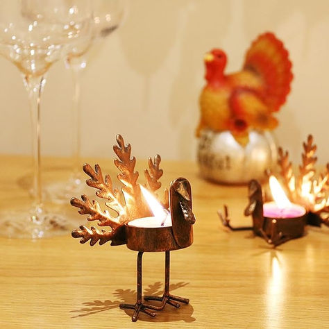 Kurala 6 Pack Metal Turkey Tea Light Candle Holders, Thanksgiving Decoration Thanksgiving Home Decorations, Thanksgiving Candles, Led Tea Light Candles, Battery Operated Tea Lights, Small Candle Holders, Artificial Pumpkins, Led Tea Lights, Turkey Design, Candle Shapes