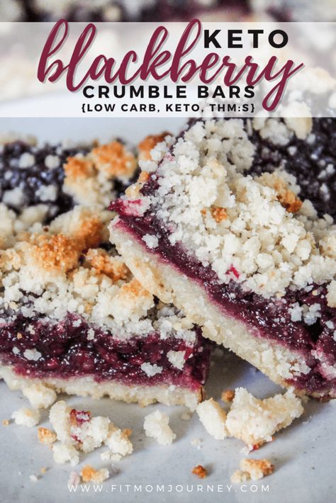 Keto Blackberry Crumble Bars - Fit Mom Journey Almond Flour Crumble, Trim Healthy Mama Dessert Recipes, Blackberry Bars, Keto Karma, Fruit Treats, Blackberry Dessert, Trim Healthy Mama Dessert, Blackberry Crumble, Keto Bars