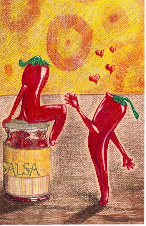 Chile Pepper Drawing, Cartoon Chili Pepper, Chili Pepper Decor, Chili Pepper Painting, Chili Pepper Art, Chili Pepper Drawing, Chili Illustration, Pepper Aesthetic, Chili Peppers Decor