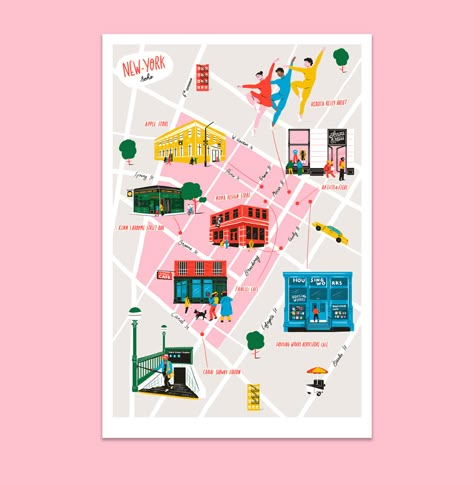 Behance :: For You Sitemap Design, Maps Illustration Design, City Maps Illustration, Map Layout, Illustrated Maps, Infographic Map, Campus Map, Print Map, Soho Nyc