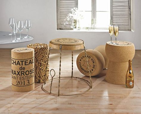 Giant Champagne Cork Stool Furniture Design Unique, Cork Stool, Champagne Room, Cage Table, Cork Table, Champagne Corks, Wine Decor, Wine Corks, Wine Room